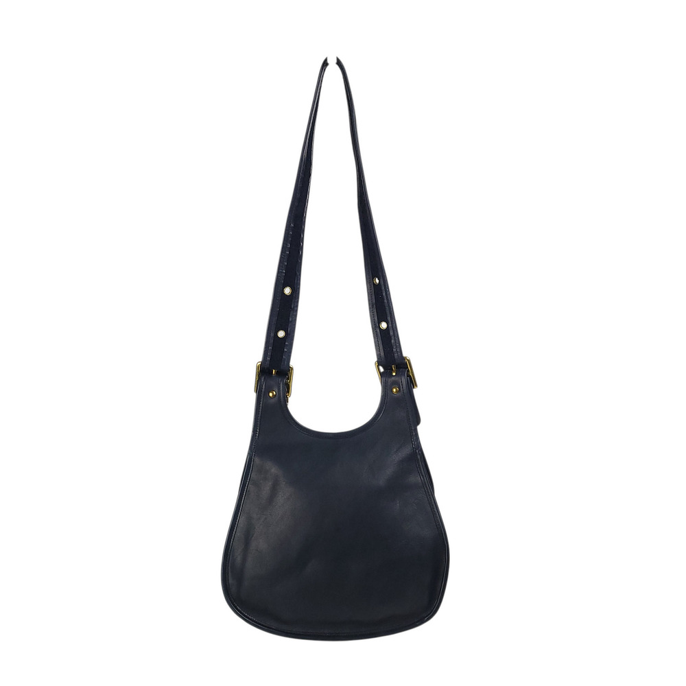 COACH Vintage Crescent Saddle Shoulder Bag 9235 NYC Navy Blue Leather Turn Lock - Picture 7 of 15